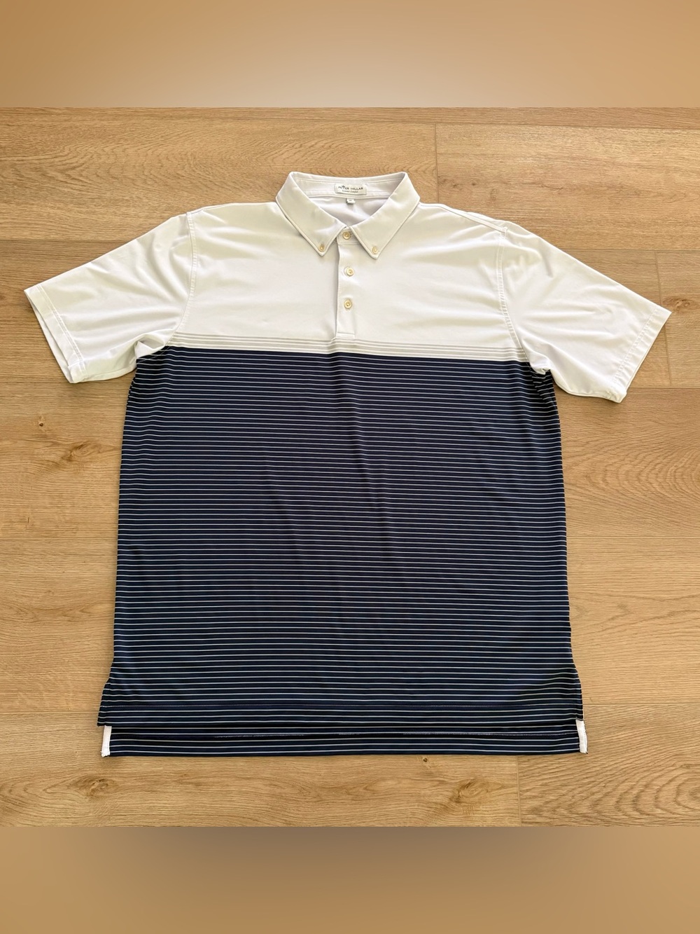 Peter Millar Summer Comfort Performance Golf Polo XL Navy White Stripe